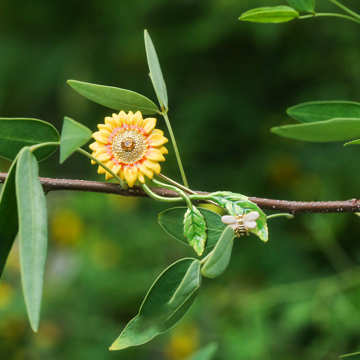 해바라기 & 꿀벌 브로치
