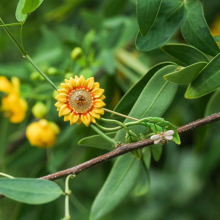 해바라기 & 꿀벌 브로치