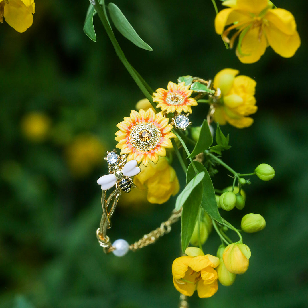 Pulsera de girasol y abejas
