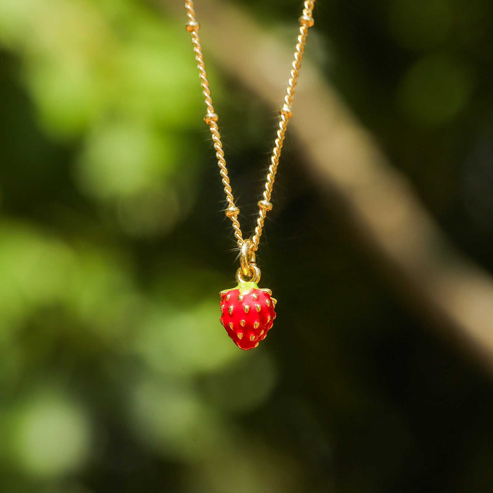 Strawberry Enamel Necklace