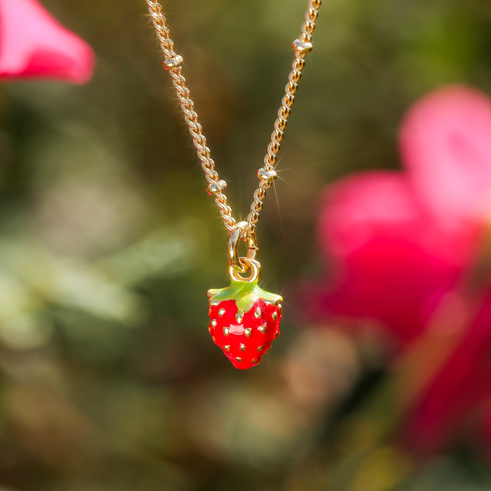 Strawberry Enamel Necklace