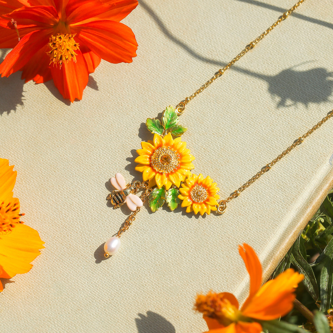 Sunflower & Bee Necklace