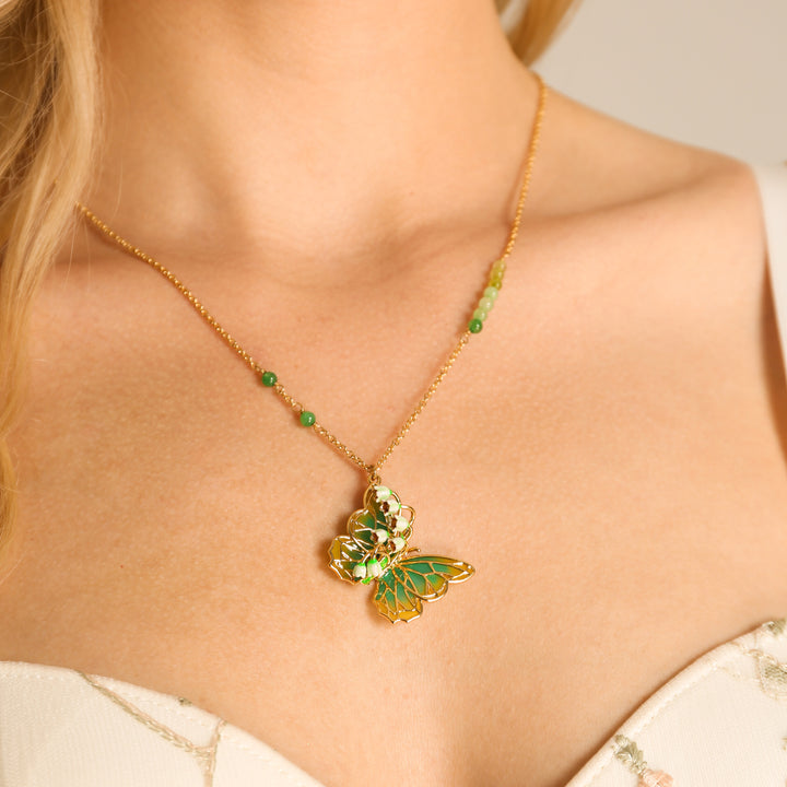 Lily of the Valley Butterfly Necklace