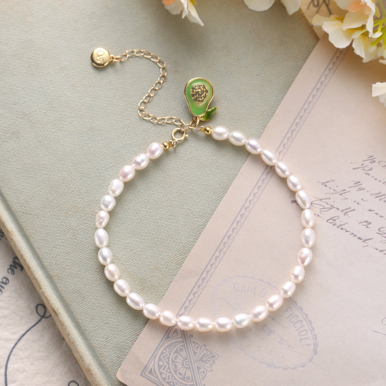 Selenichast Avocado Pearl Anklet