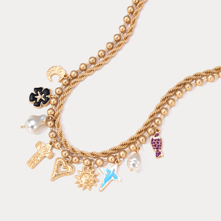 Vintage Layered Moonstar Necklace