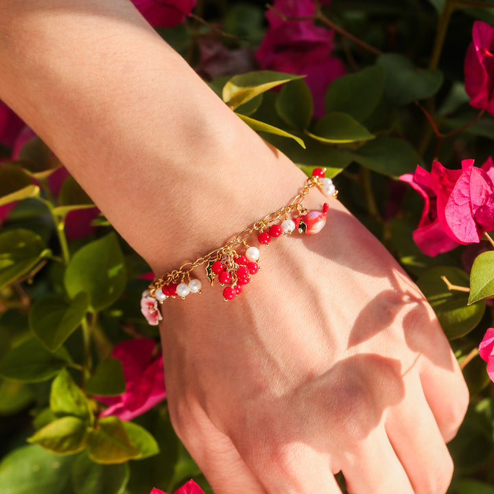 Cranberry & Cardinals Charm Bracelet