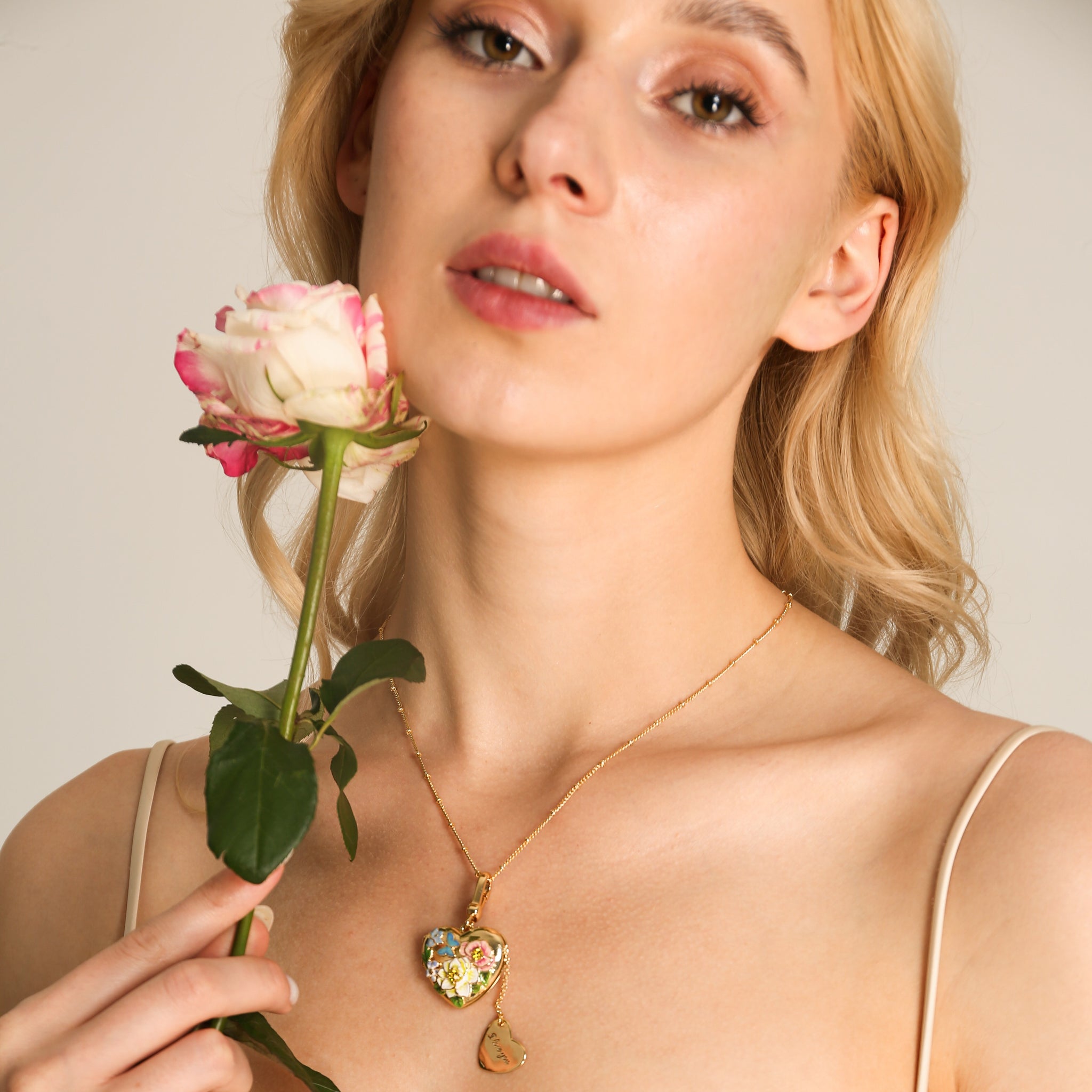 Flower Heart Shaped Locket Necklace