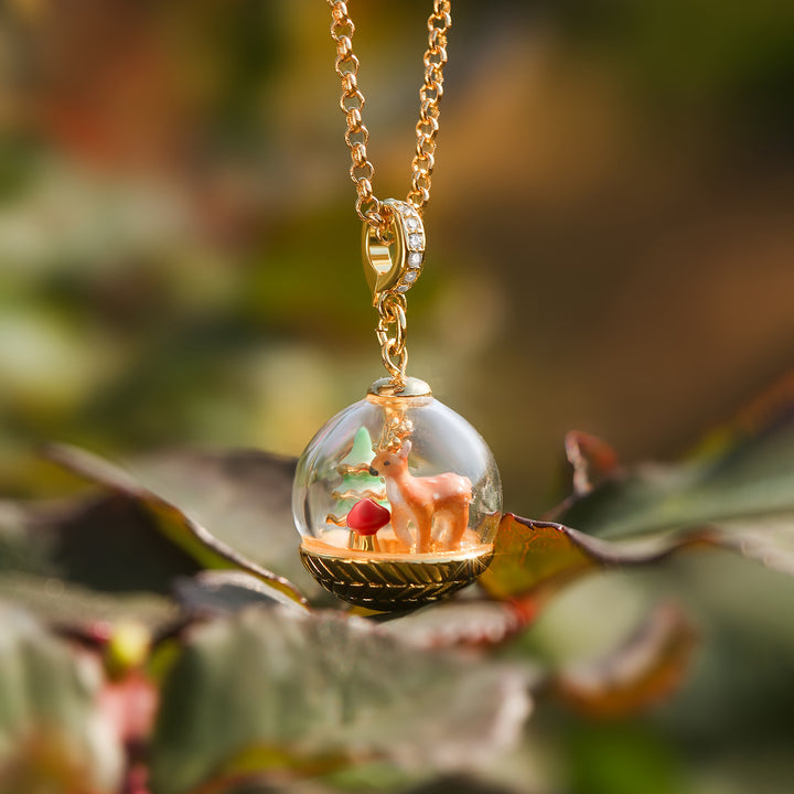 Christmas Reindeer Globe Necklace