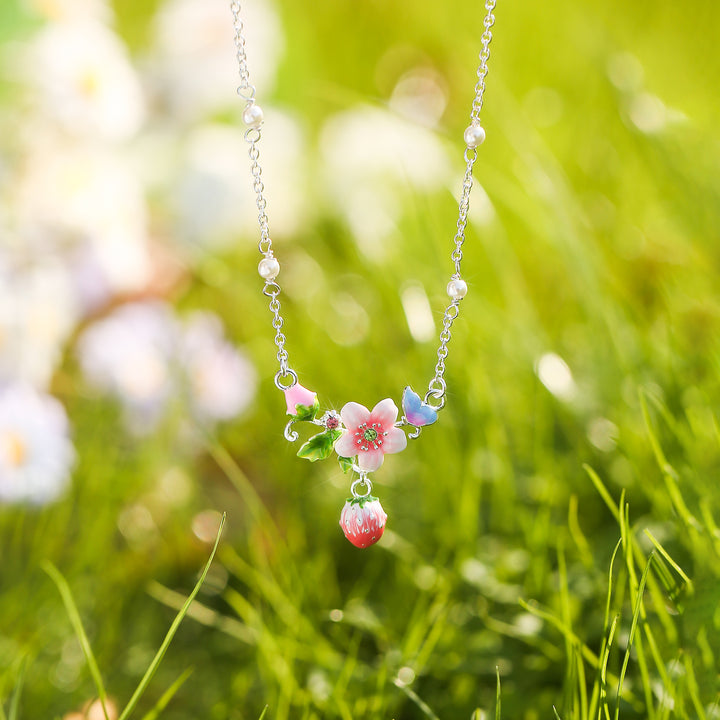 Strawberry Butterfly Necklace