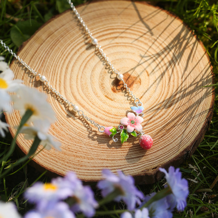 Strawberry Butterfly Necklace Gift