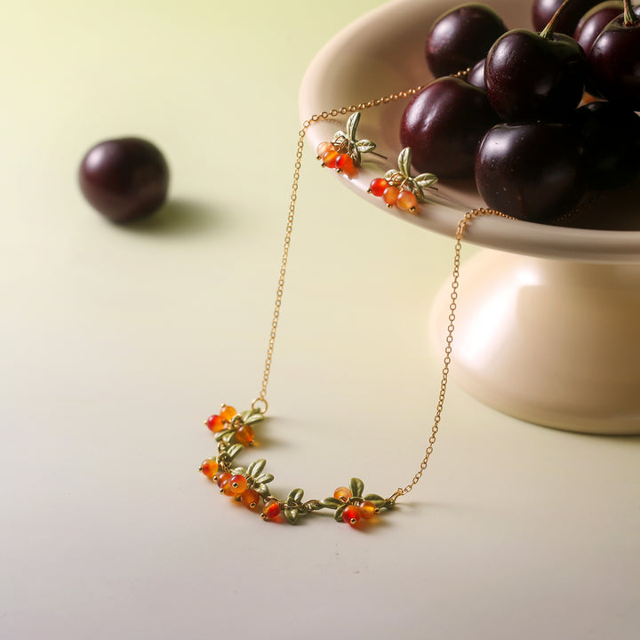 Delicate Orange Berry Necklace