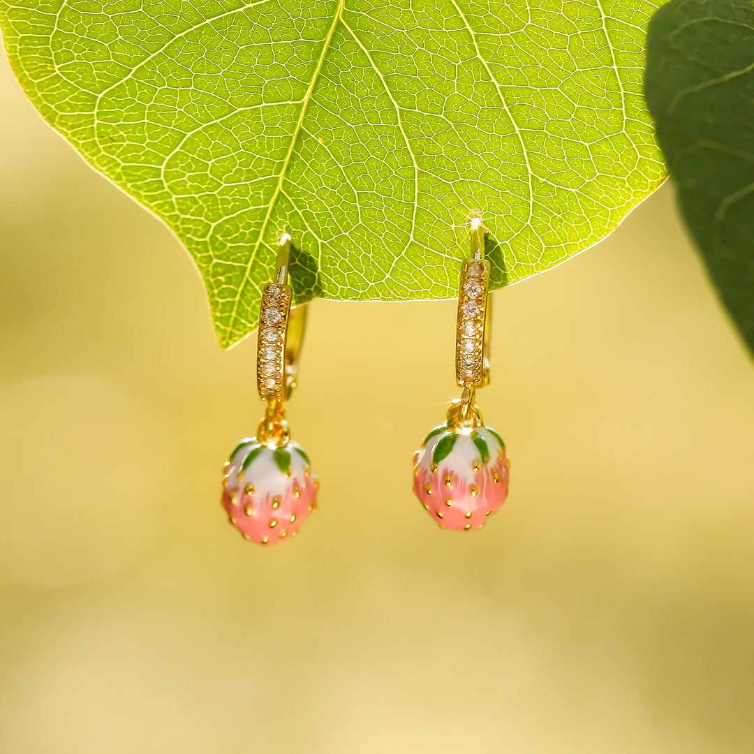 Strawberry Drop Earrings Nature Jewelry Gift