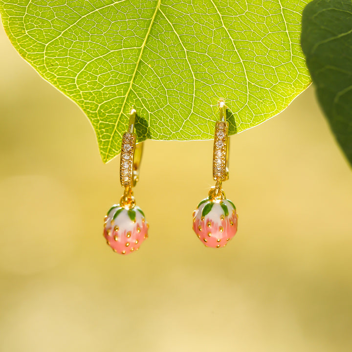 Strawberry Drop Earrings Nature Jewelry Gift