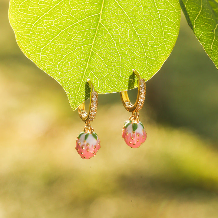 Strawberry Drop Earrings Nature Jewelry Gift For Women