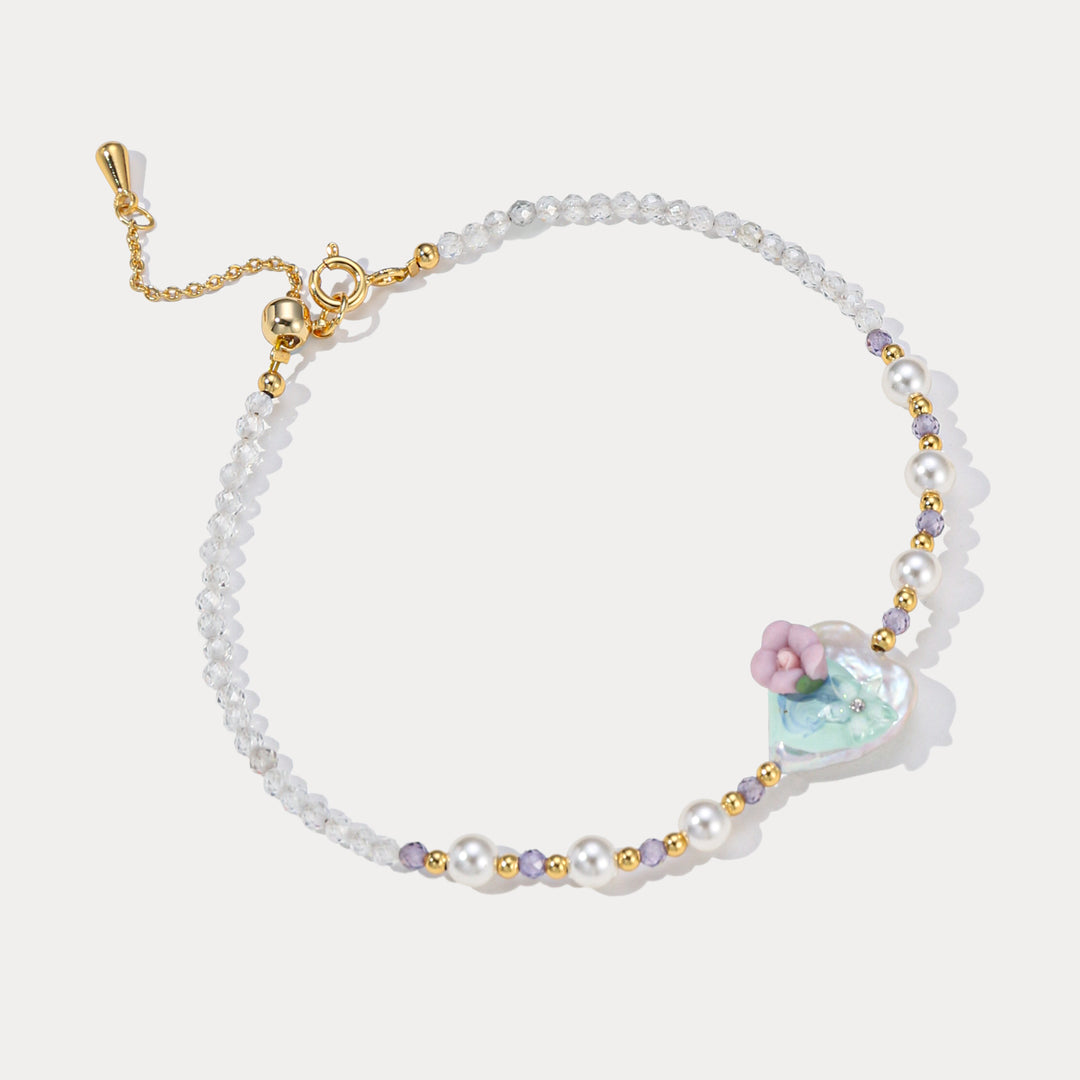 Flower Heart Pearl Bracelet