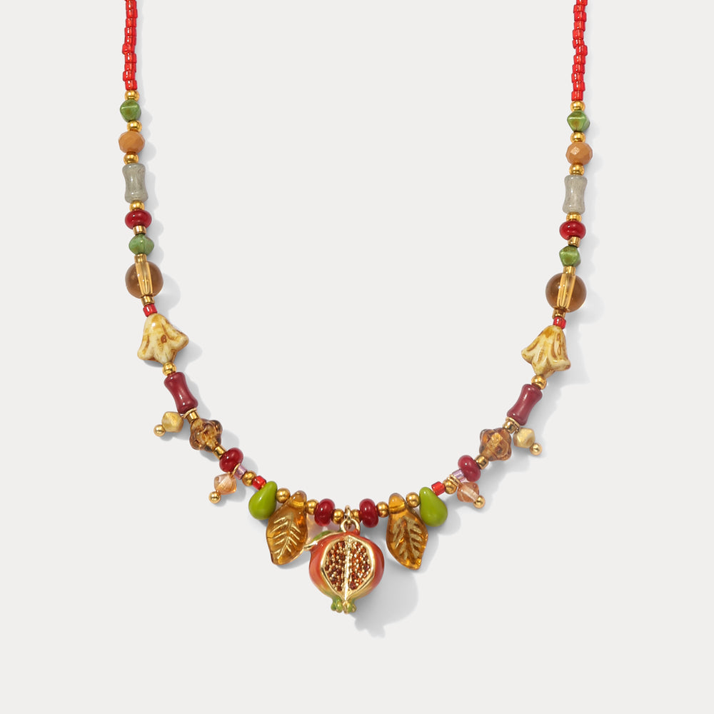 Selenichast Vintage Pomegranate Charm Necklace