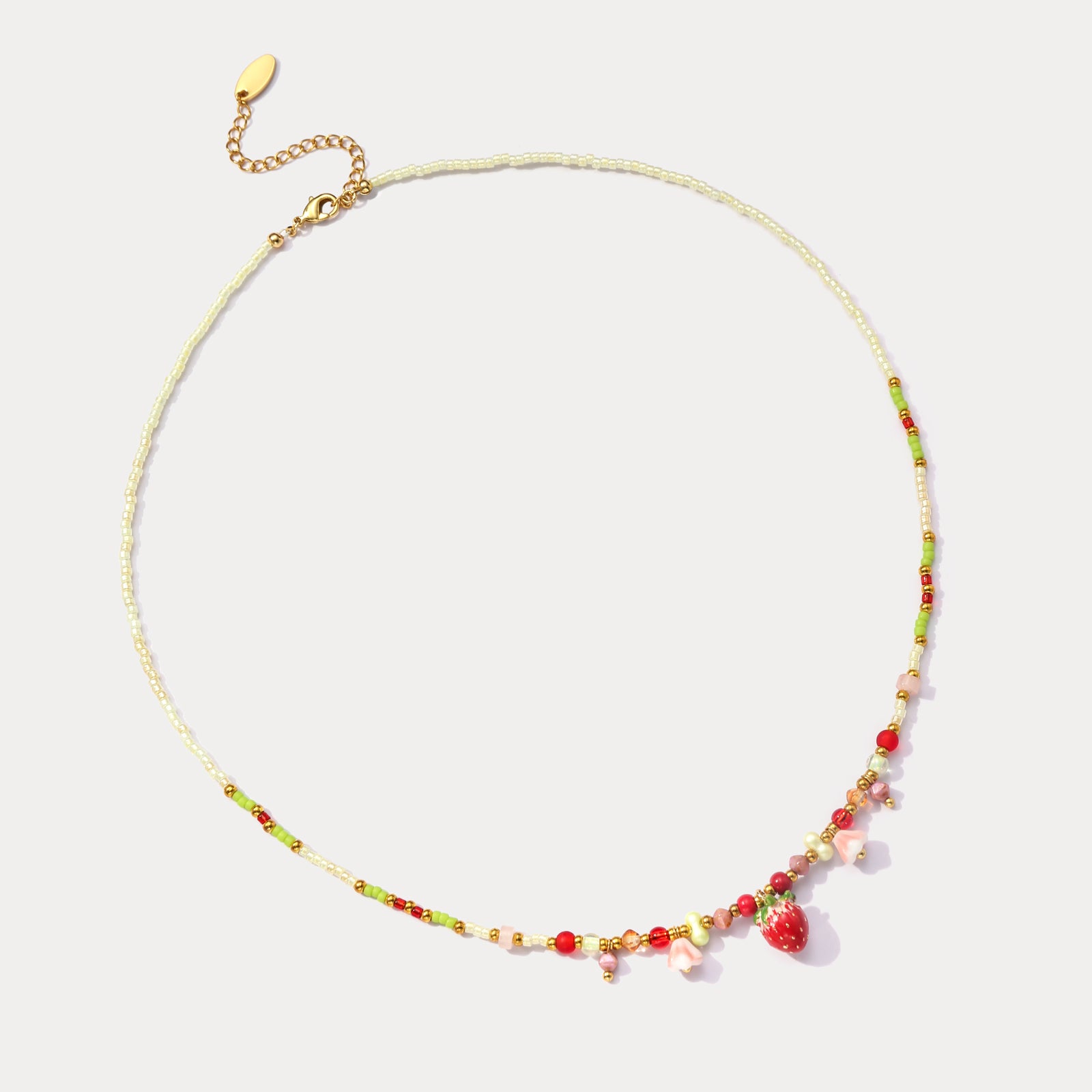 Selenichast Czech Bead Strawberry Charm Necklace