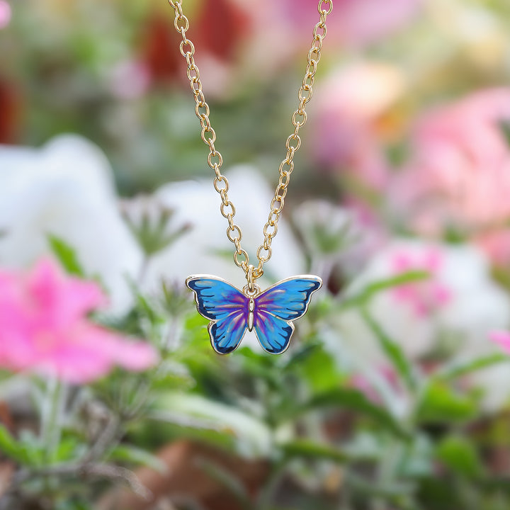 Bluish Violet Butterfly Necklace