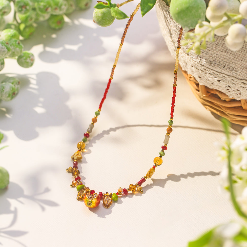 Selenichast Vintage Pomegranate Charm Necklace Summer Jewelry 