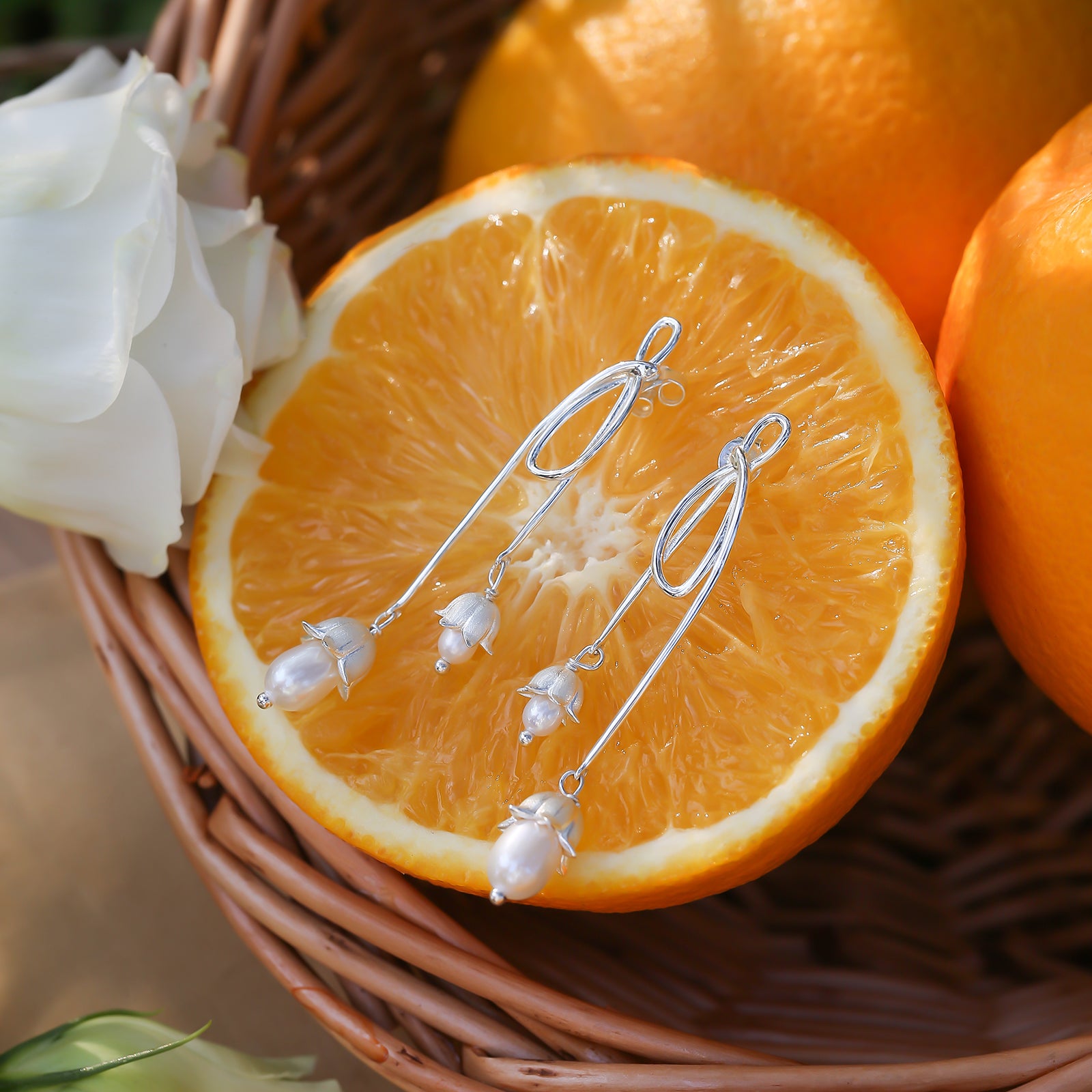 Silver Lily Of The Valley Bow Earrings