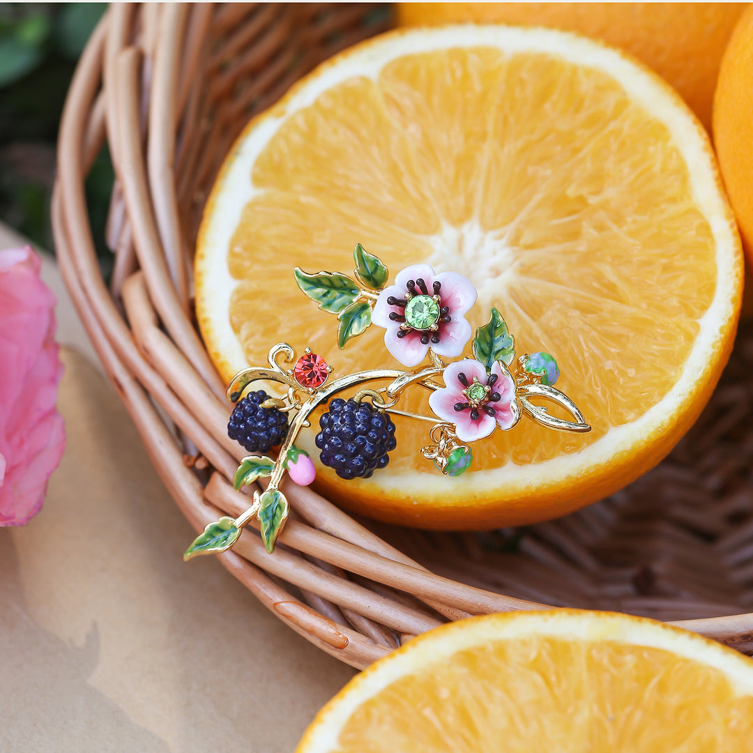 Blackberry Enamel Brooch