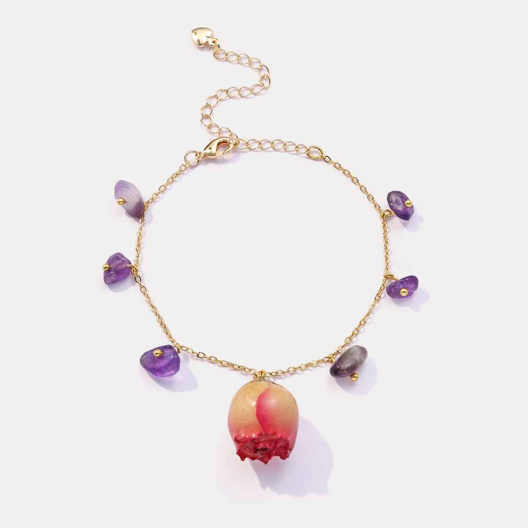 Selenichast Dried Rose Crystal Charm Bracelet
