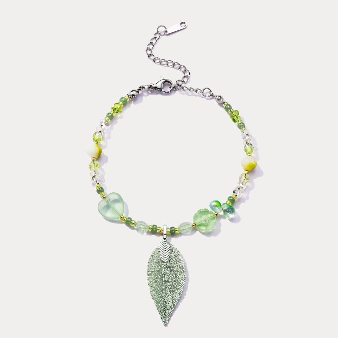 Selenichast Green Leaf Bead Bracelet
