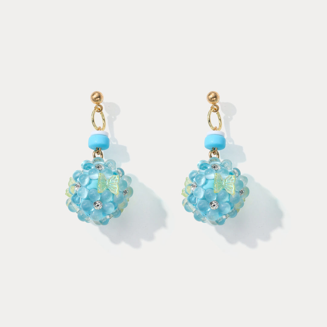 Selenichast Blue Bead Hydrangea Earrings