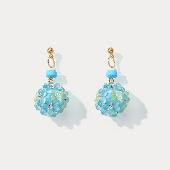 Selenichast Blue Bead Hydrangea Earrings