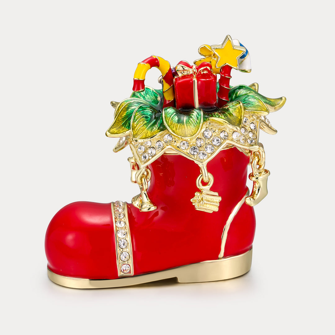 Selenichast Santa's Christmas Boot Jeweled Trinket Box