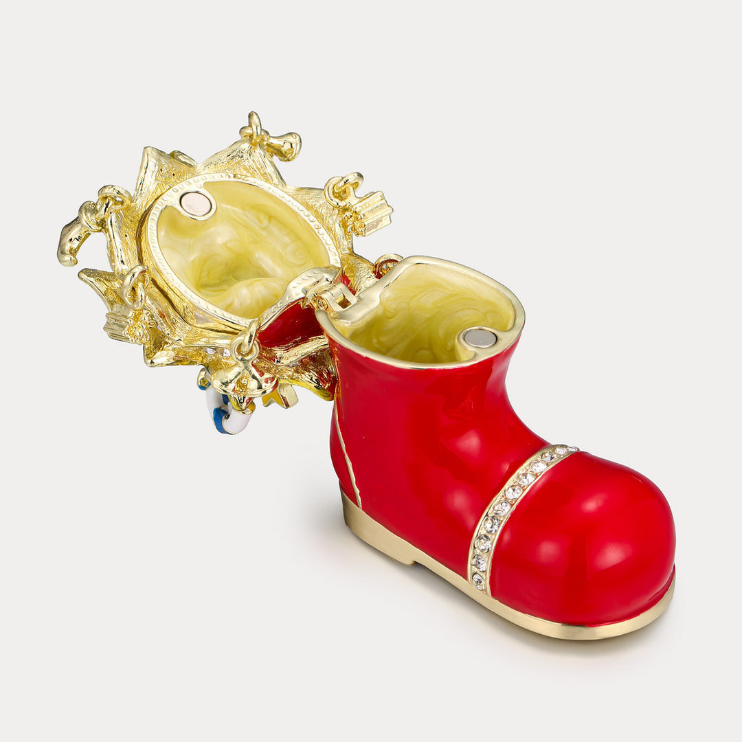 Santa's Christmas Boot Jeweled Trinket Box