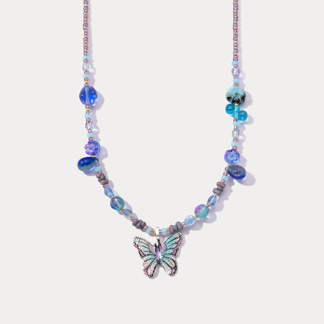 Selenichast Czech Bead Butterfly Necklace