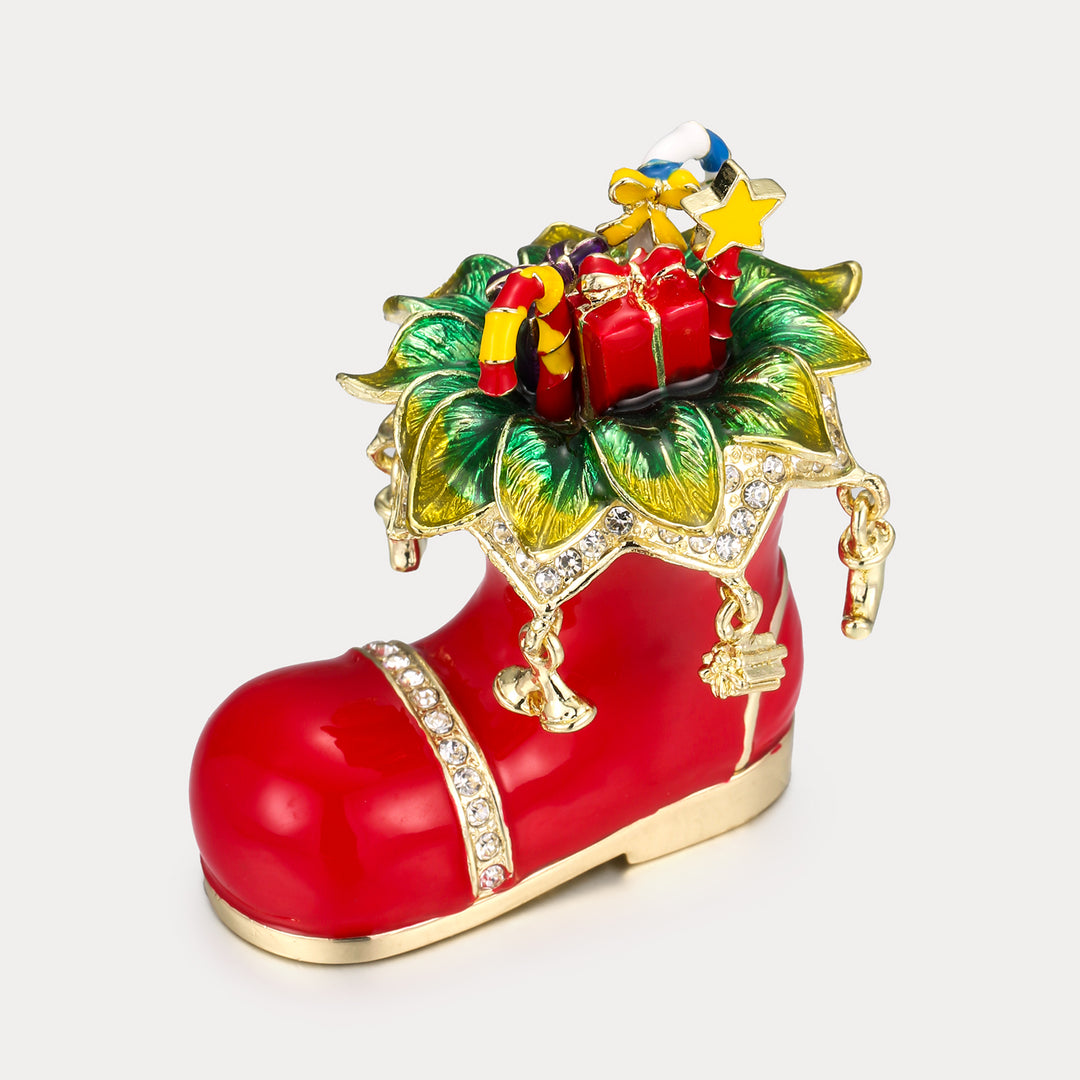 Selenichast Santa's Christmas Boot Jeweled Trinket Box