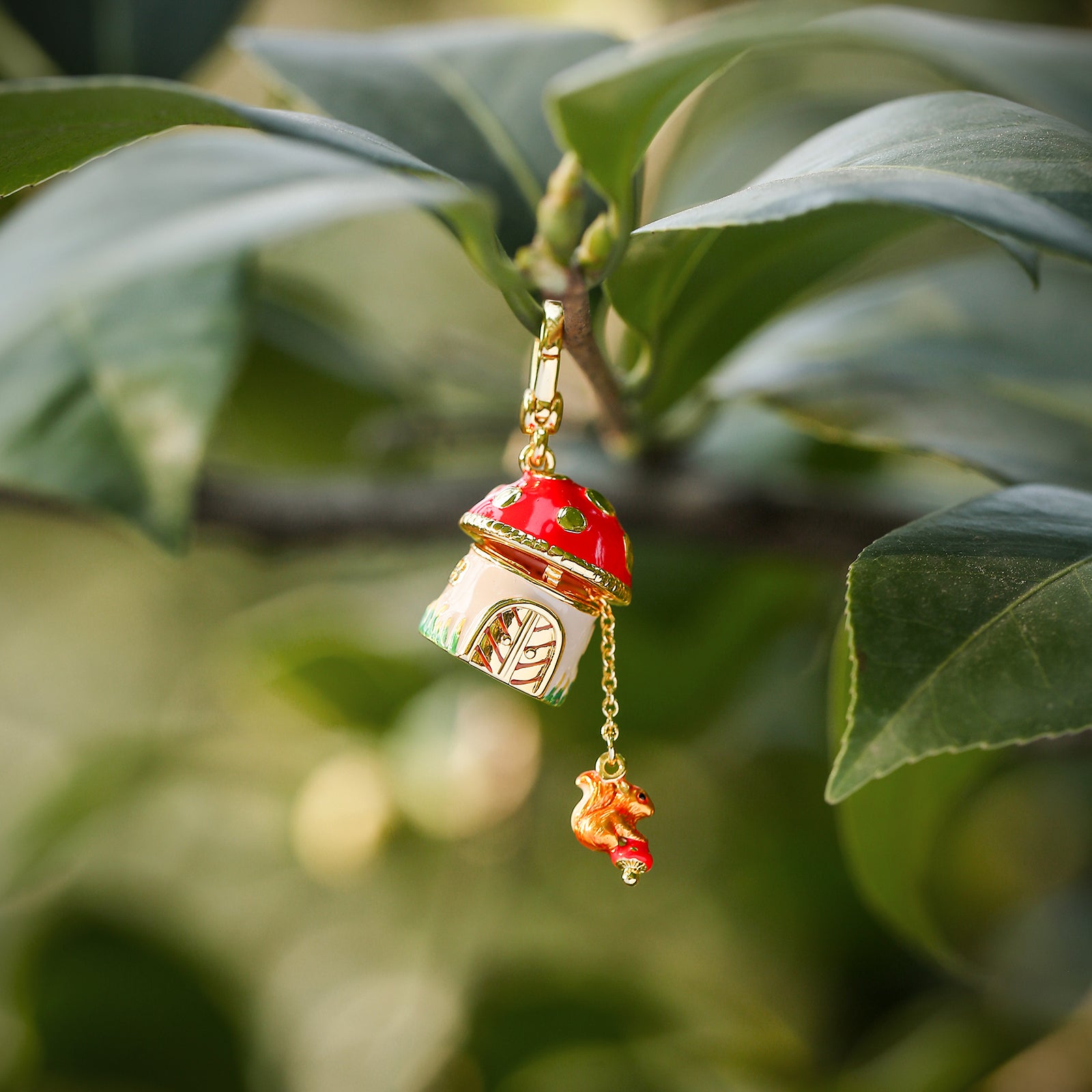 Squirrel Mushroom Locket Necklace