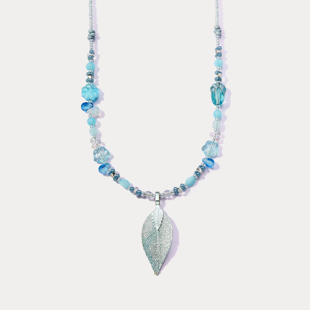 Selenichast Blue Leaf Bead Necklace