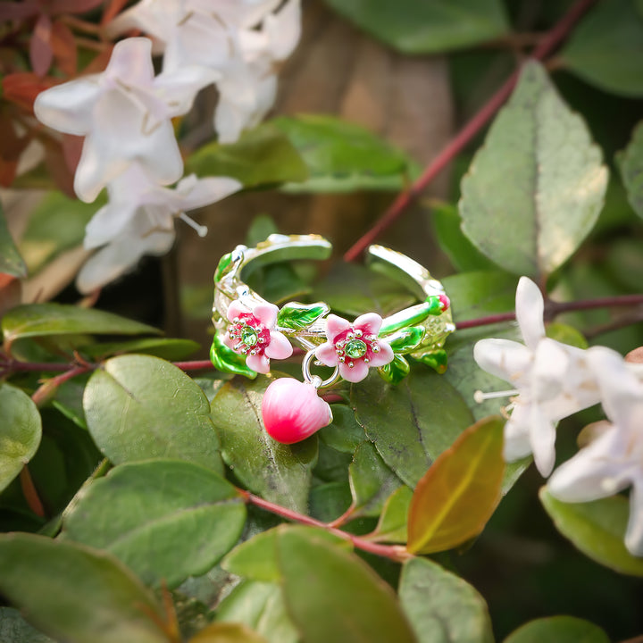 Inel argint cu flori de piersici