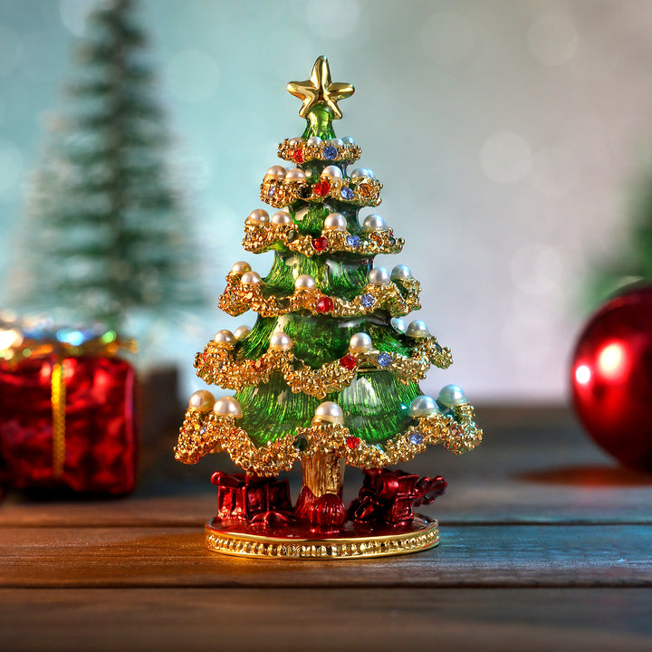 Caja de joyería de árbol de navidad