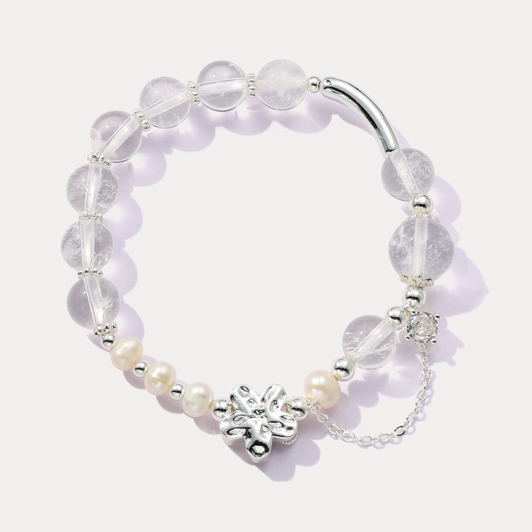 Selenichast Clear Quartz Pearl Bracelet