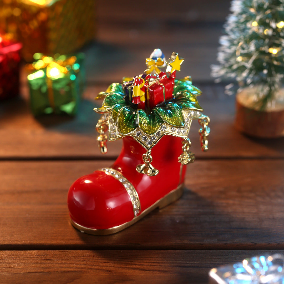 Selenichast Santa's Christmas Boot Jeweled Trinket Box