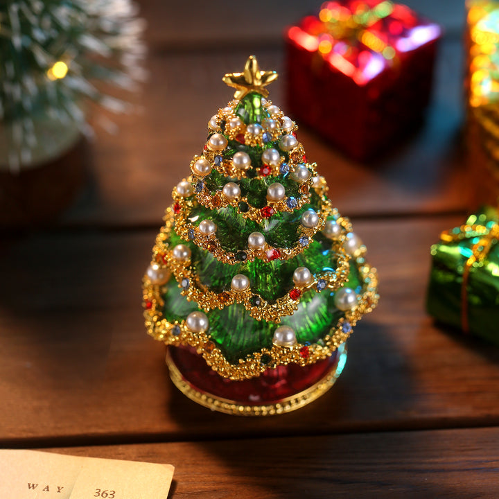 Caja de joyería de árbol de navidad