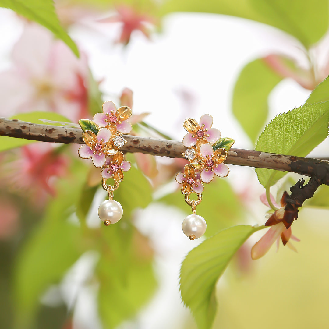 Sakura Enamel Drop Earrings