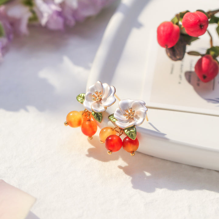 Orange Berry Flower Earrings