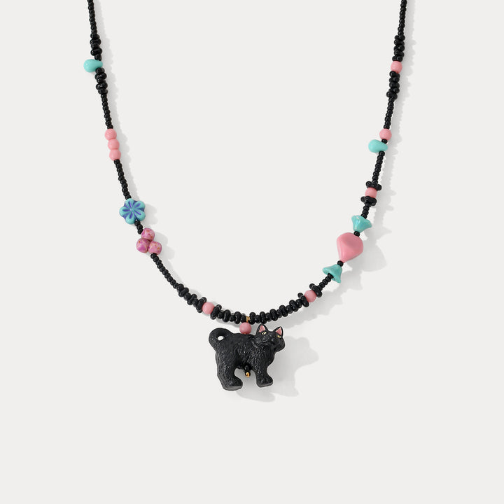 Selenichast Black Cat Beaded Necklace