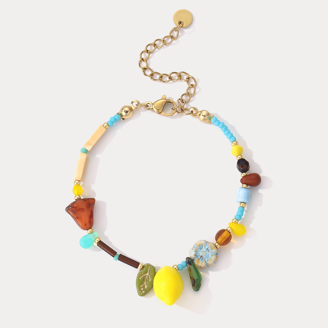 Selenichast Colorful Lemon Beaded Bracelet