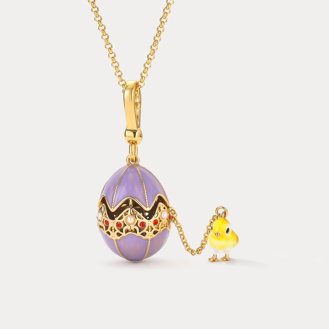 Selenichast Chicken in Egg Locket Necklace