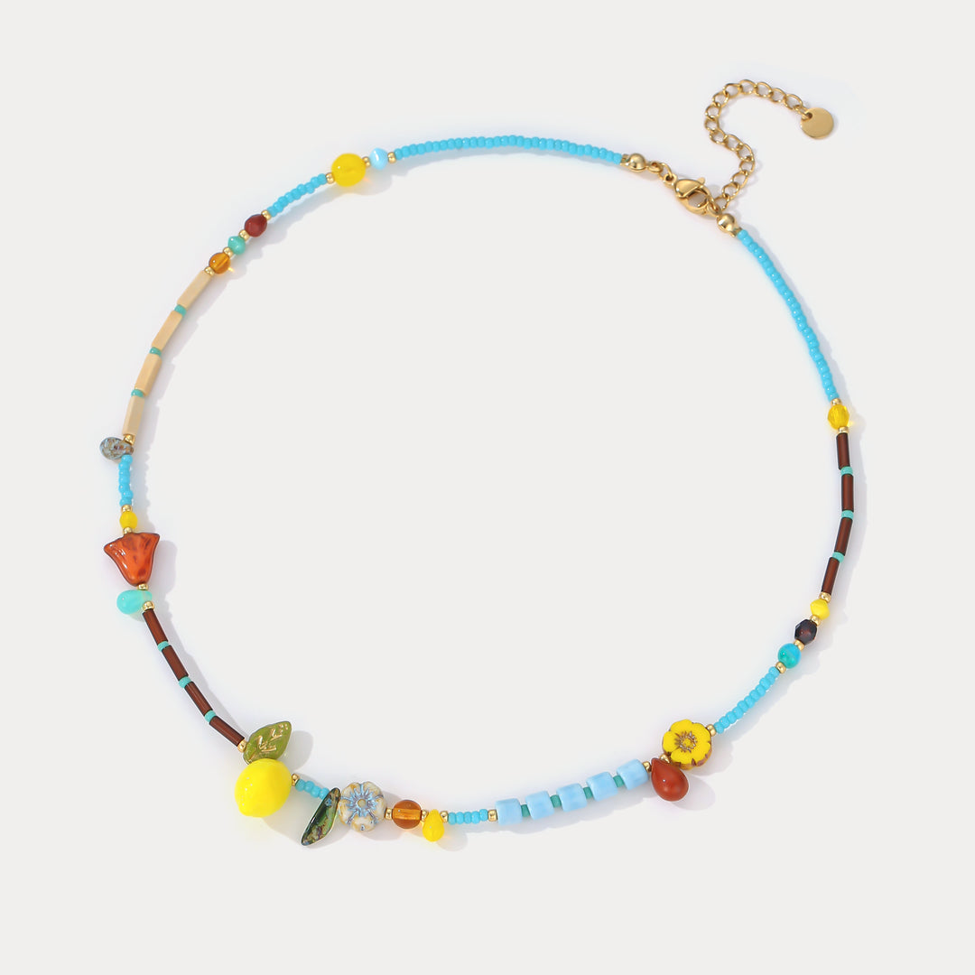 Colorful Lemon Beaded Necklace