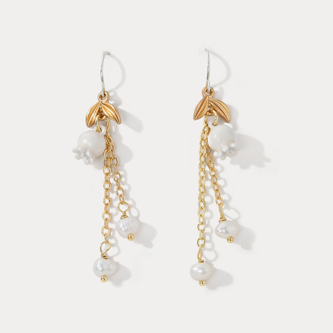 Selenichast Lily of the Valley Gold Dangle Earrings
