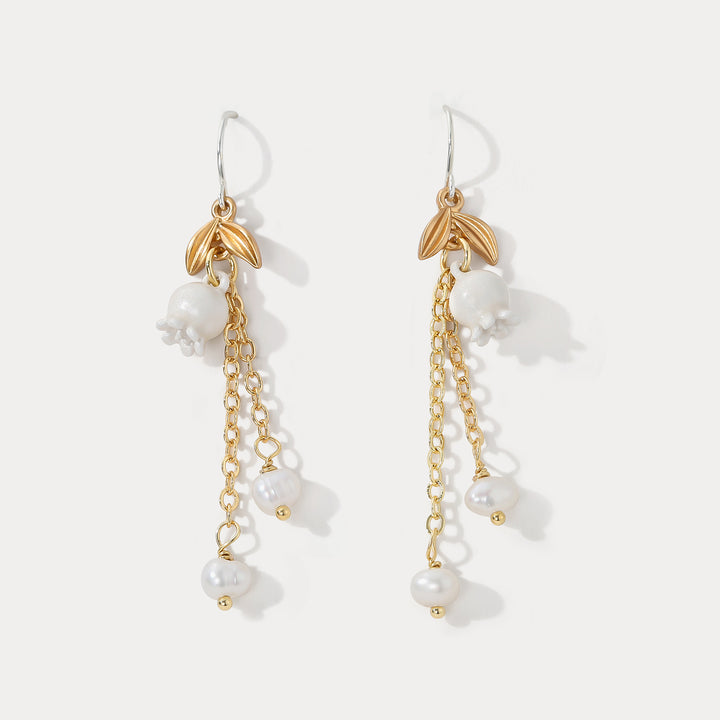 Selenichast Lily of the Valley Gold Dangle Earrings