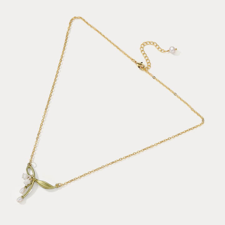 Lily of the Valley Bow Necklace Summer jewelry