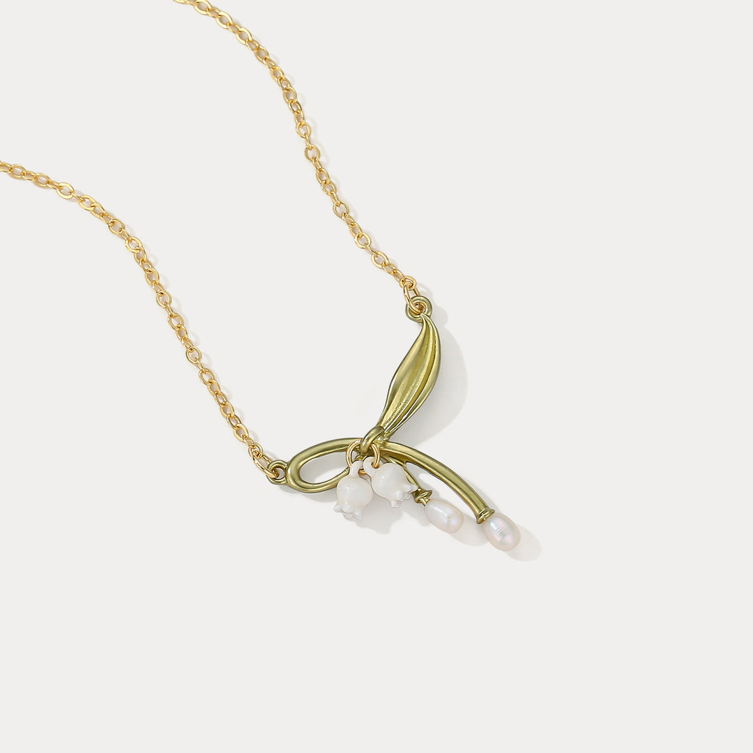 Lily of the Valley Bow Necklace Summer Jewelry Gifts for Her